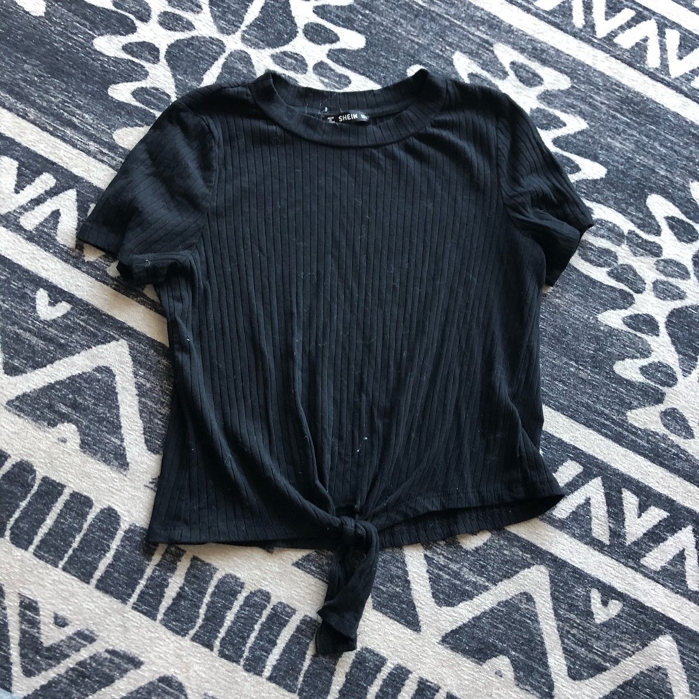 Tie front ribbed top